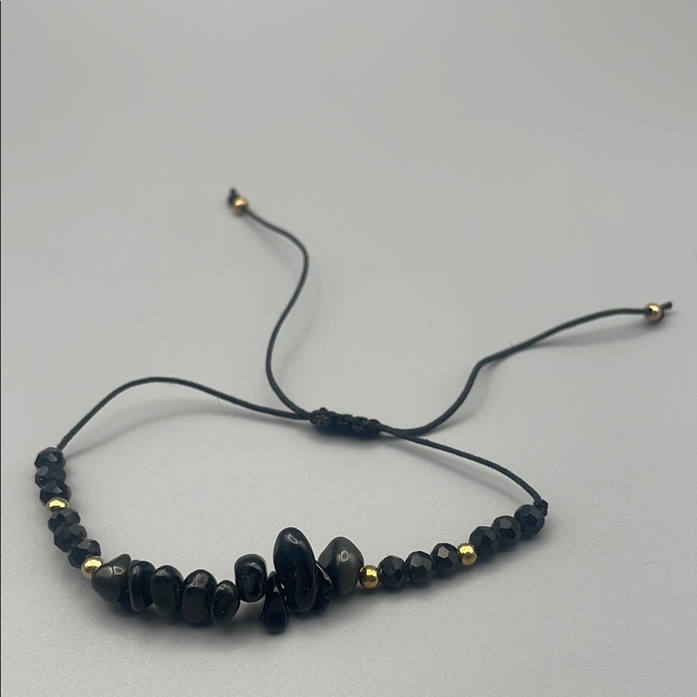 Chic Black and Gold Adjustable Bracelet